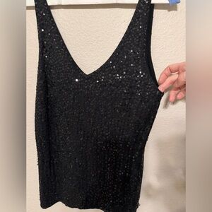 Spiegel Black Sequin Tank Top